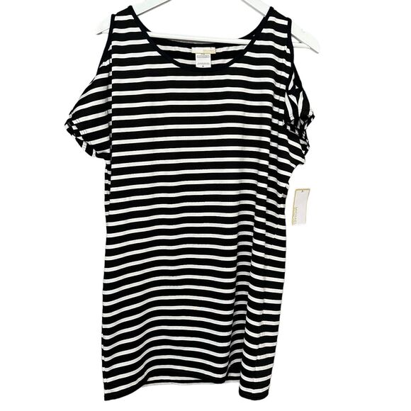 Michael Kors Swimsuit coverup Striped Cold Shoulder - Picture 1 of 11